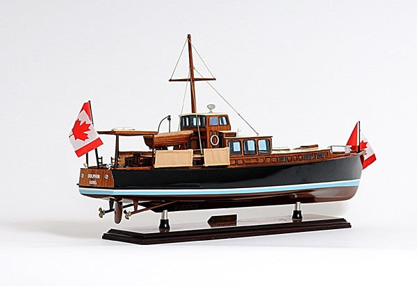 Homeroots 13" Black Brown And Ivory Hand Painted Decorative Boat Model  Solid Wood 401858