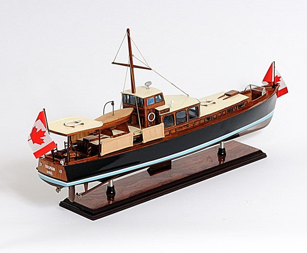 Homeroots 13" Black Brown And Ivory Hand Painted Decorative Boat Model  Solid Wood 401858