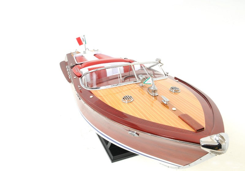 Homeroots 10" Riva Aquarama Hand Painted Decorative Boat  Solid Wood 401859