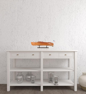 Homeroots 8" Brown Manufactured Wood Hand Painted Decorative Boat  Solid Wood 401863