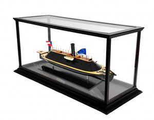 Homeroots 16" Brown And Black Solid Wood Hand Painted Css Virginia Display Case Model Boat  Solid Wood 401866