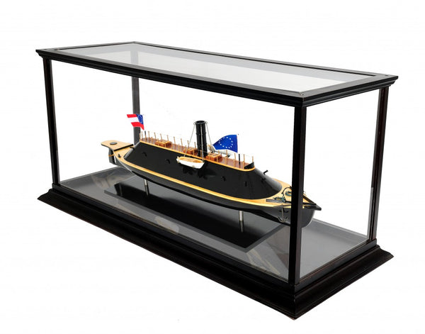 Homeroots 16" Brown And Black Solid Wood Hand Painted Css Virginia Display Case Model Boat  Solid Wood 401866