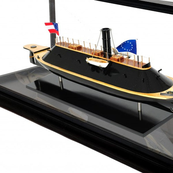Homeroots 16" Brown And Black Solid Wood Hand Painted Css Virginia Display Case Model Boat  Solid Wood 401866