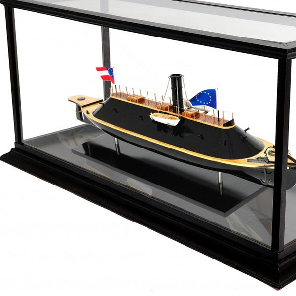 Homeroots 16" Brown And Black Solid Wood Hand Painted Css Virginia Display Case Model Boat  Solid Wood 401866