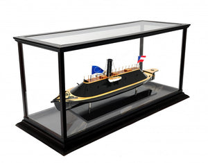 Homeroots 16" Brown And Black Solid Wood Hand Painted Css Virginia Display Case Model Boat  Solid Wood 401866
