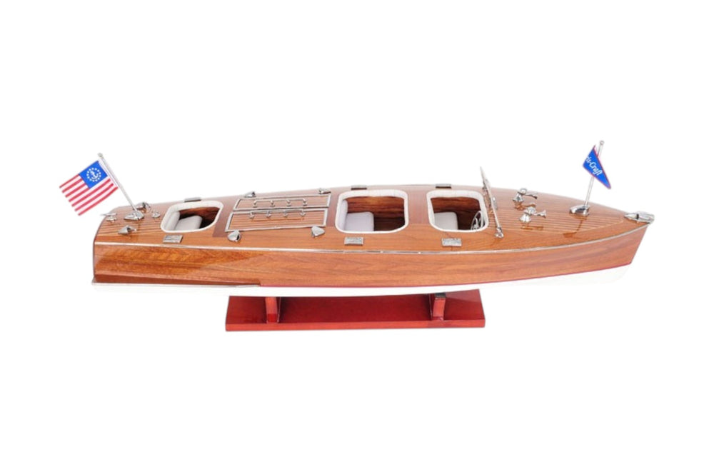 Homeroots 10" Wood Brown Solid Wood Hand Painted Model Boat Tabletop Sculpture  Solid Wood 401867