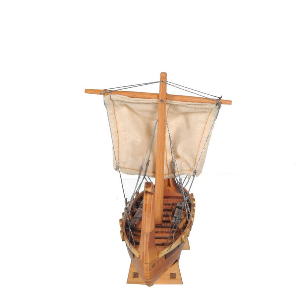 Homeroots 5" Natural Manufactured Wood Hand Painted Decorative Boat  Solid Wood 401868