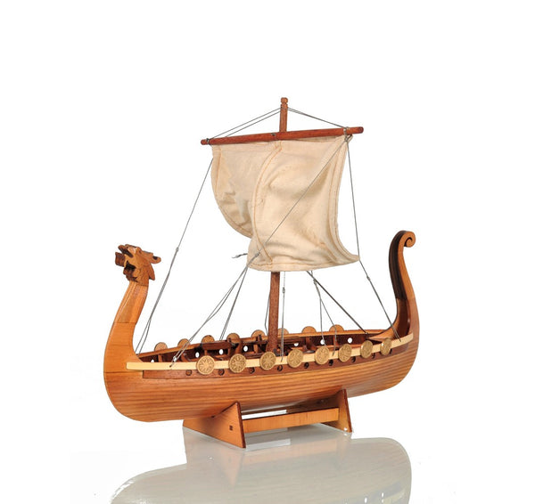 Homeroots 10" Natural Solid Wood Hand Painted Decorative Boat  Solid Wood 401869
