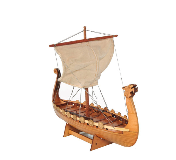 Homeroots 10" Natural Solid Wood Hand Painted Decorative Boat  Solid Wood 401869