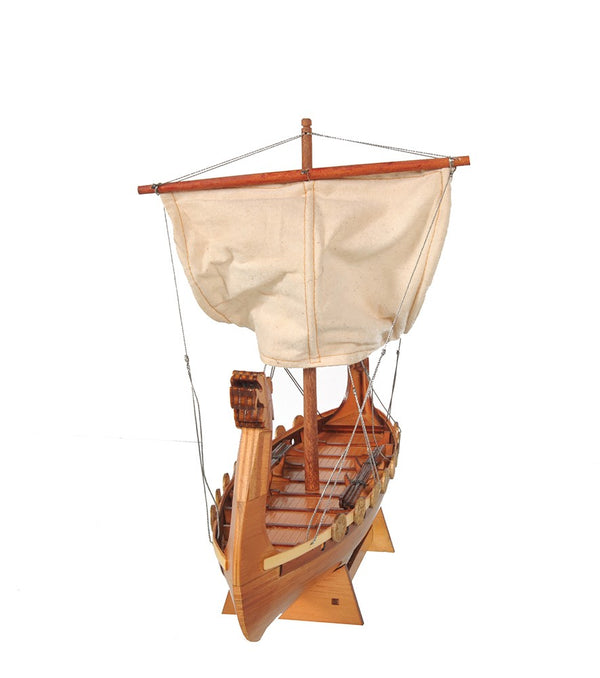 Homeroots 10" Natural Solid Wood Hand Painted Decorative Boat  Solid Wood 401869