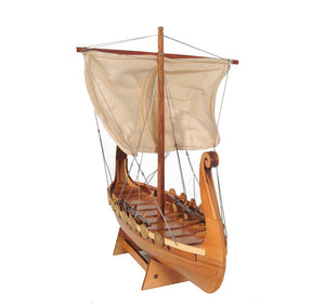 Homeroots 10" Natural Solid Wood Hand Painted Decorative Boat  Solid Wood 401869