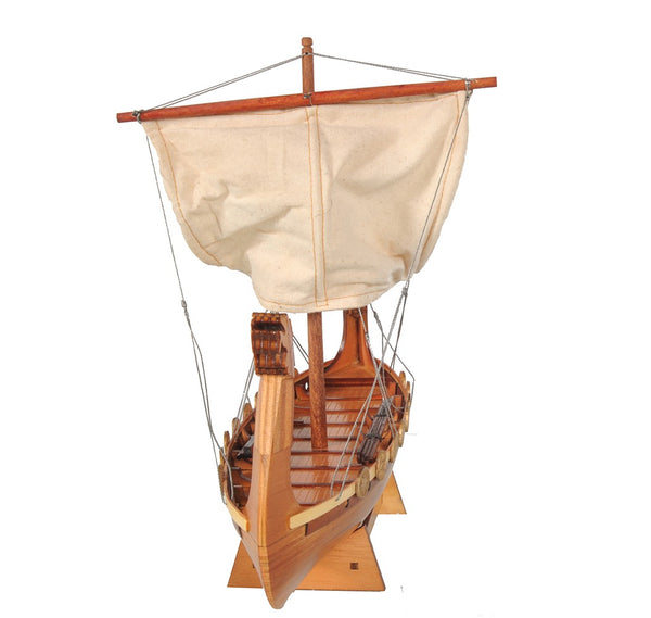 Homeroots 10" Natural Solid Wood Hand Painted Decorative Boat  Solid Wood 401869