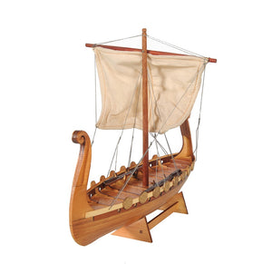 Homeroots 10" Natural Solid Wood Hand Painted Decorative Boat  Solid Wood 401869