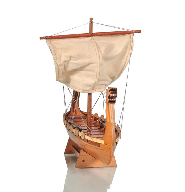 Homeroots 10" Natural Solid Wood Hand Painted Decorative Boat  Solid Wood 401869