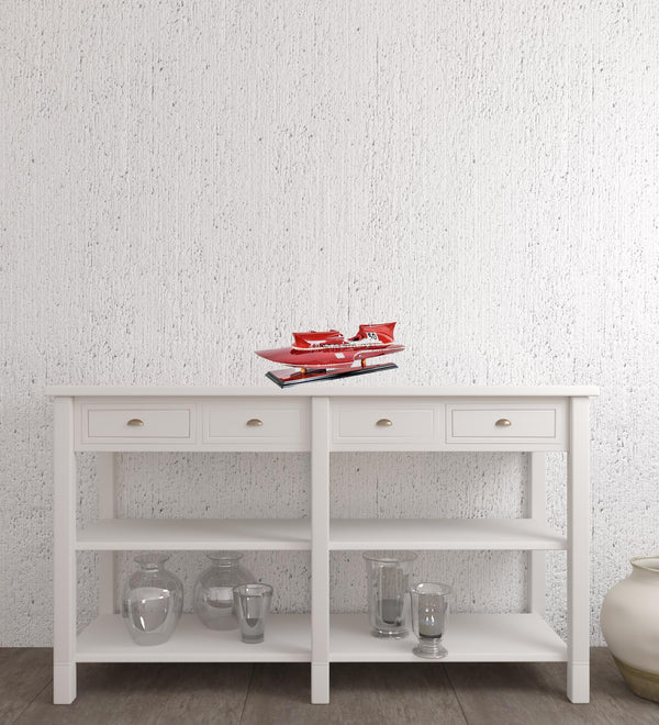 Homeroots 7" Red Manufactured Wood Hand Painted Decorative Boat  Solid Wood 401870