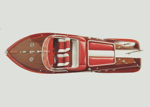 HomeRoots 9" Handcrafted Vintage Speedboat Sculpture - RC Ready, Mahogany & Cedar Model for Collectors & Enthusiasts 401874