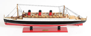Homeroots 12" Black And Red Solid Wood Hand Painted Rms Queen Mary Large Model Boat  Solid Wood 401876