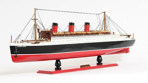 Homeroots 12" Black And Red Solid Wood Hand Painted Rms Queen Mary Large Model Boat  Solid Wood 401876