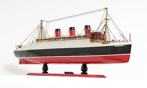 Homeroots 12" Black And Red Solid Wood Hand Painted Rms Queen Mary Large Model Boat  Solid Wood 401876