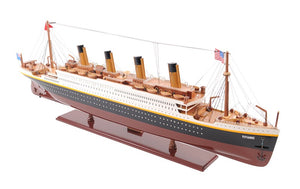 Homeroots 14" Black And Red Solid Wood Hand Painted 1912 Rms Titanic Large Model Boat  Solid Wood 401878