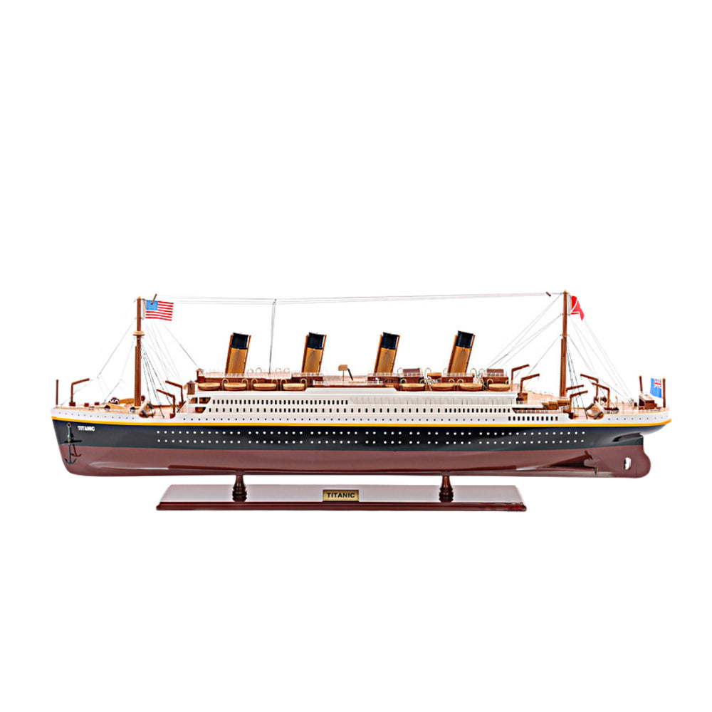 Homeroots 11" Black And Red 1912 Rms Titanic Medium Boat Hand Painted Decorative Boat  Solid Wood 401880