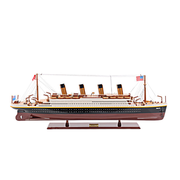 Homeroots 11" Black And Red 1912 Rms Titanic Medium Boat Hand Painted Decorative Boat  Solid Wood 401880