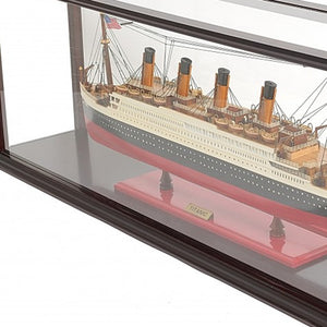 Homeroots 16" Black And Red Solid Wood Hand Painted 1912 Rms Titanic Medium Display Case Model Boat  Solid Wood 401881