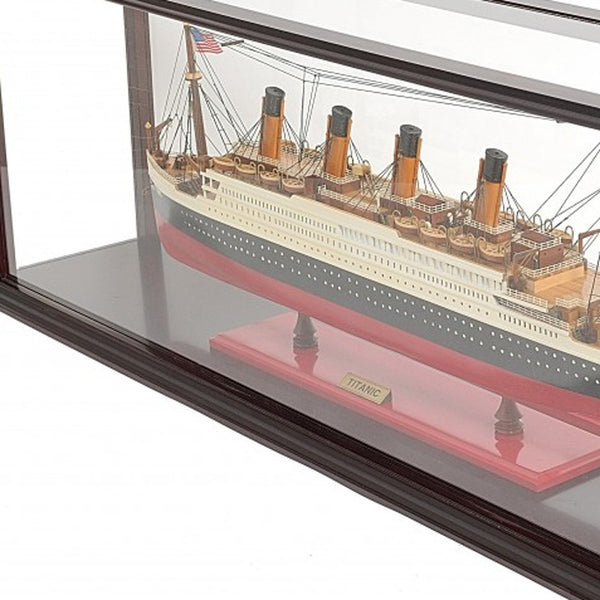 Homeroots 16" Black And Red Solid Wood Hand Painted 1912 Rms Titanic Medium Display Case Model Boat  Solid Wood 401881