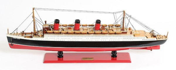 HomeRoots 5" Hand-Painted RMS Queen Mary Model Boat in Black and Red - Stunning Nautical Décor for Collectors 401884