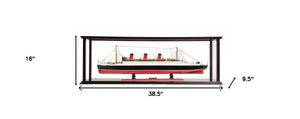 HomeRoots 16" RMS Queen Mary Hand-Painted Solid Wood Model Boat - Elegant Nautical Display for Home Décor 401885