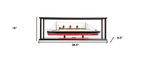 HomeRoots 16" RMS Queen Mary Hand-Painted Solid Wood Model Boat - Elegant Nautical Display for Home Décor 401885