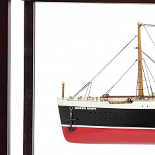 HomeRoots 16" RMS Queen Mary Hand-Painted Solid Wood Model Boat - Elegant Nautical Display for Home Décor 401885