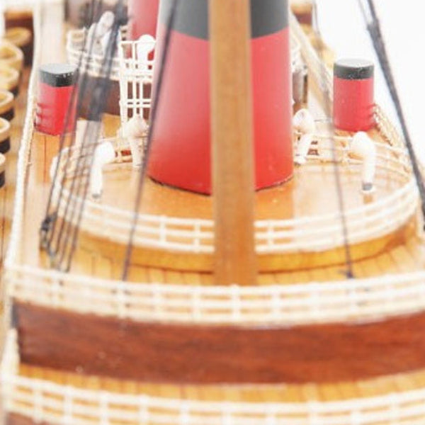 Homeroots 15" Black And Red Normandie Large Boat Hand Painted Decorative Boat  Solid Wood 401887