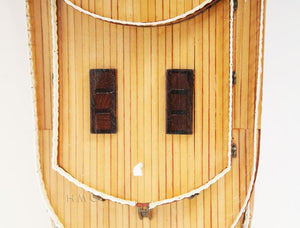 Homeroots 15" Black And Red Normandie Large Boat Hand Painted Decorative Boat  Solid Wood 401887