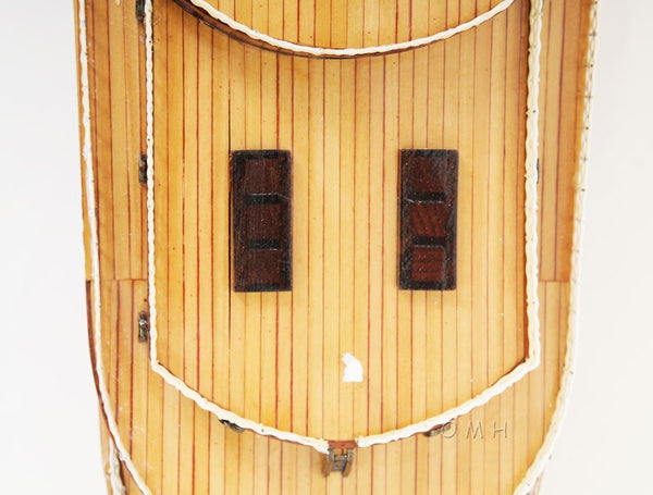 Homeroots 15" Black And Red Normandie Large Boat Hand Painted Decorative Boat  Solid Wood 401887