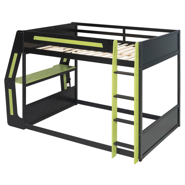English Elm Full-size Gaming Loft Bed with Integrated Rgb Desk Usb Ports and Esports Frame Green LT000239AAG