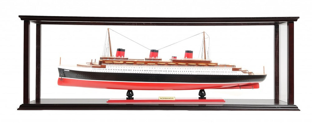 Homeroots 15" Black And Red Solid Wood Hand Painted Normandie Large Display Case Model Boat  Solid Wood 401888