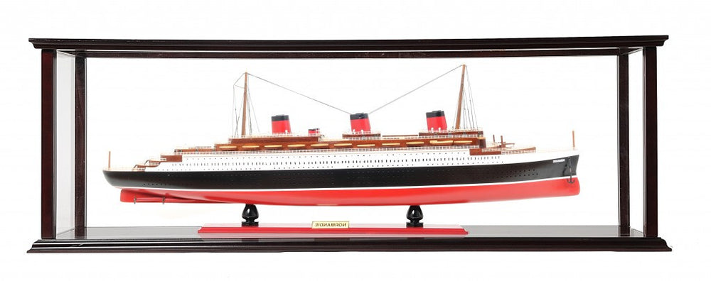 Homeroots 15" Black And Red Solid Wood Hand Painted Normandie Large Display Case Model Boat  Solid Wood 401888
