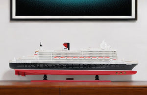Homeroots 13" Black And Red Rms Queen Mary Ii Large Boat Hand Painted Decorative Boat  Solid Wood 401889