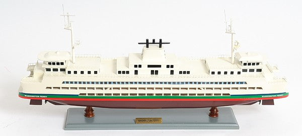 Homeroots 11" Brown And White Washington Ferry Boat Hand Painted Decorative Boat  Solid Wood 401890