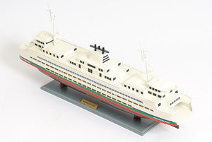 Homeroots 11" Brown And White Washington Ferry Boat Hand Painted Decorative Boat  Solid Wood 401890