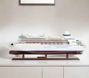 Homeroots 13" Brown And White Majesty Of The Seas Boat Hand Painted Decorative Boat  Solid Wood 401891