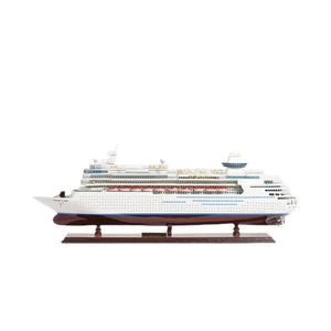 Homeroots 13" Brown And White Majesty Of The Seas Boat Hand Painted Decorative Boat  Solid Wood 401891