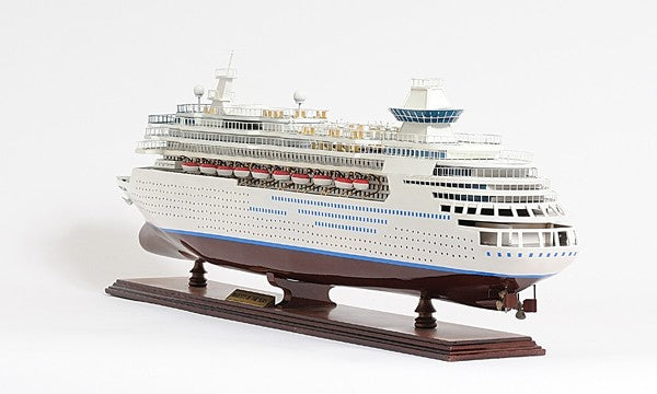 Homeroots 13" Brown And White Majesty Of The Seas Boat Hand Painted Decorative Boat  Solid Wood 401891