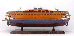 Homeroots 11" Maroon Staten Island Ferry Boat Hand Painted Decorative Boat  Solid Wood 401893
