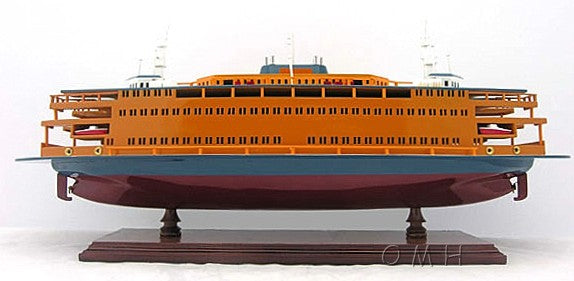 Homeroots 11" Maroon Staten Island Ferry Boat Hand Painted Decorative Boat  Solid Wood 401893