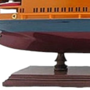 Homeroots 11" Maroon Staten Island Ferry Boat Hand Painted Decorative Boat  Solid Wood 401893