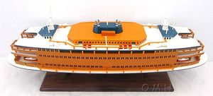 Homeroots 11" Maroon Staten Island Ferry Boat Hand Painted Decorative Boat  Solid Wood 401893