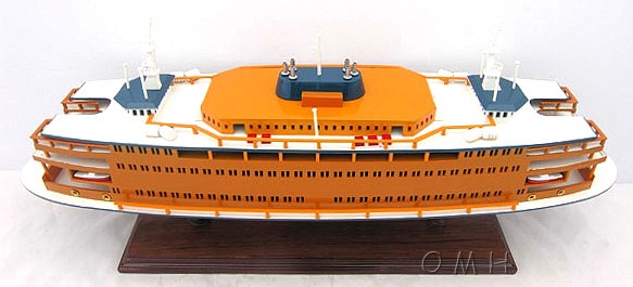 Homeroots 11" Maroon Staten Island Ferry Boat Hand Painted Decorative Boat  Solid Wood 401893