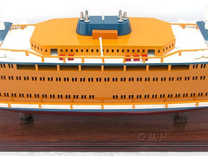 Homeroots 11" Maroon Staten Island Ferry Boat Hand Painted Decorative Boat  Solid Wood 401893